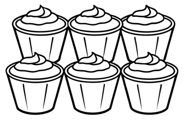 Minimalist Mousse Dessert Line Art Set