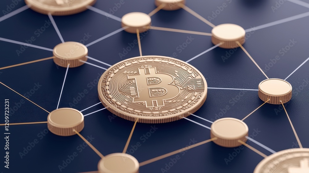 Poster cryptocurrency bitcoin network decentralized digital currency blockchain technology