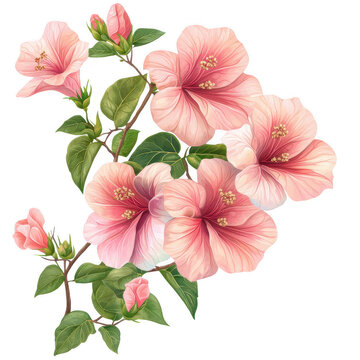 pink hibiscus flowers on white background clip art preview