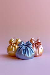 Korean traditional holiday bojagi template with presents, beautifully wrapped with silky wrapping cloth, with an elegant and luxurious feel, for Chuseok and Seollal	