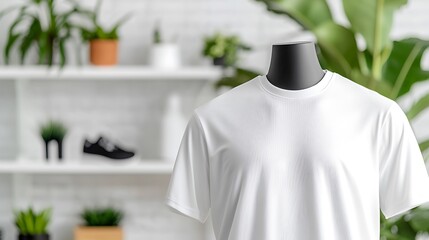 White Shirt on Mannequin in Minimalist Store Setting