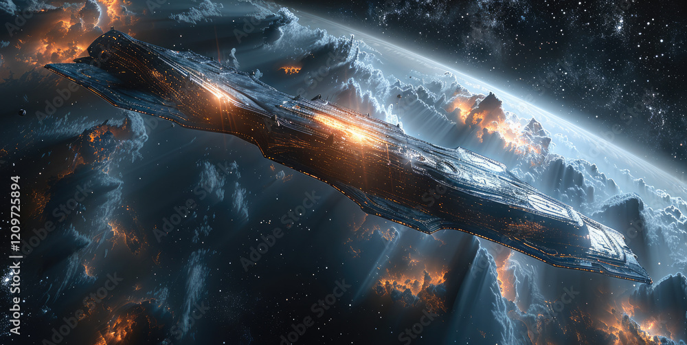 Aufkleber a breathtaking space with a dark and mysterious atmosphere, featuring black and dark blue nebulae, s