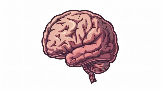 Human Brain Icon: Understanding Psychology and Anatomy in Carto Style