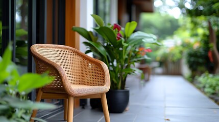 Wicker Chair on a Tranquil Patio