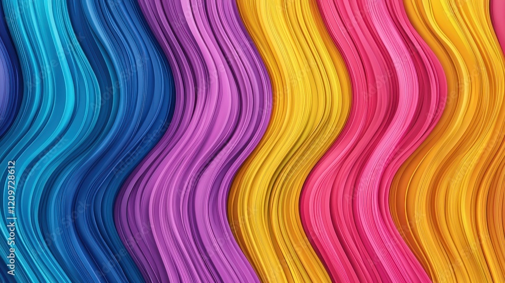 Poster abstract colorful wavy lines background vibrant hues dynamic curves fluid design