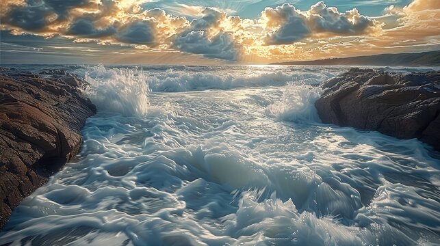 The river flows into the ocean.