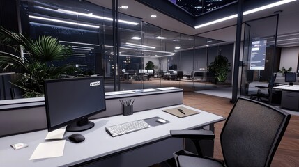 Modern Office at Night
