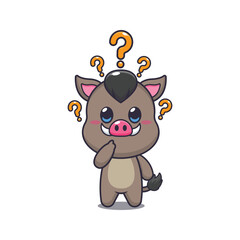 Obraz premium boar mascot cartoon character vector illustration is confused.