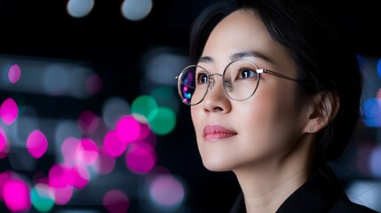 Woman with Glasses Contemplating the Future