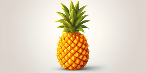 Cartoon Style Pineapple Isolated on White Background