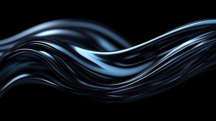 A striking close-up of an abstract background featuring wavy patterns in shades of black and blue, creating a dynamic visual effect.