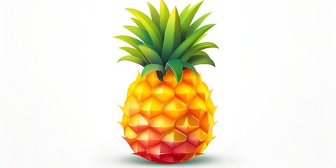 Cartoon Style Pineapple Isolated on White Background