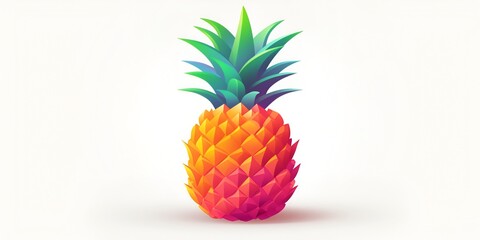Cartoon Style Pineapple Isolated on White Background