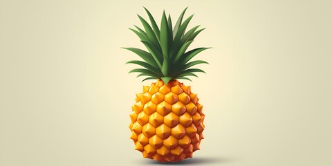 Cartoon Style Pineapple Isolated on White Background