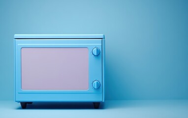 A blue television set features a vibrant pink screen, showcasing a unique and colorful design that stands out as a decorative piece in any space.