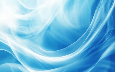 Naklejka premium An abstract blue background features flowing white lines against a light blue sky, creating a serene and dynamic visual effect.