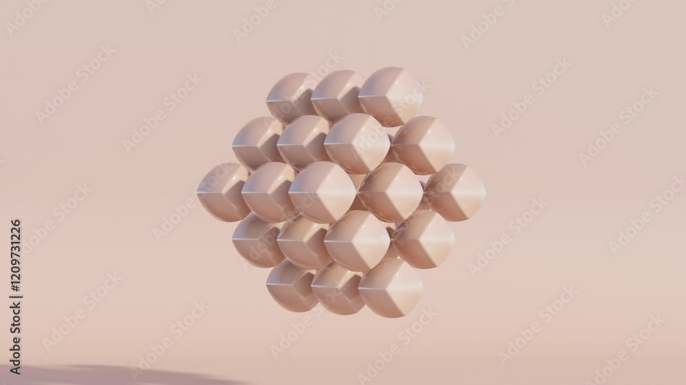 Aufkleber elegant 3d minimal beige monochrome animation – abstract morphing spheres to cubes in seamless loop 