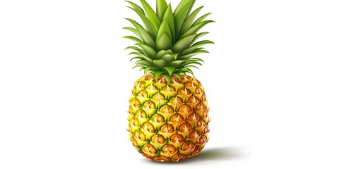 Cartoon Style Pineapple Isolated on White Background