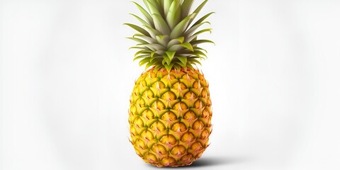 Cartoon Style Pineapple Isolated on White Background