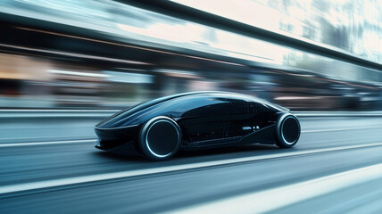 The electric car is moving at speed.
