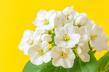 Obraz premium White Blossoms Against Bright Yellow Background
