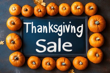 Thanksgiving Sale with Pumpkins and Autumn Leaves