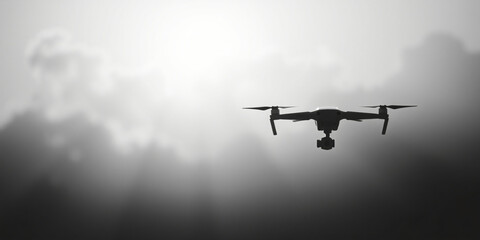 Fototapeta premium Silhouette of a Drone in Motion Against a Minimal Background