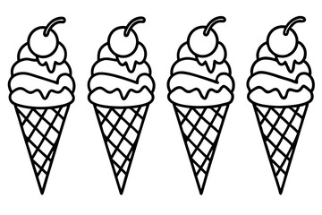 Modern Ice Cream Cone Vector Set