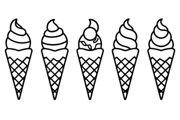 Modern Ice Cream Cone Vector Set