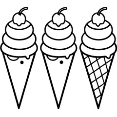 Modern Ice Cream Cone Vector Set