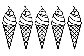 Modern Ice Cream Cone Vector Set