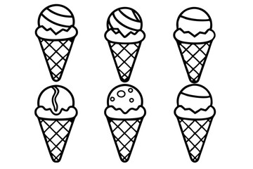 Modern Ice Cream Cone Vector Set