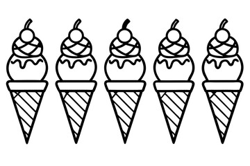 Modern Ice Cream Cone Vector Set