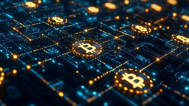 Visual representation of an extensive cryptocurrency network with interconnected nodes and coins