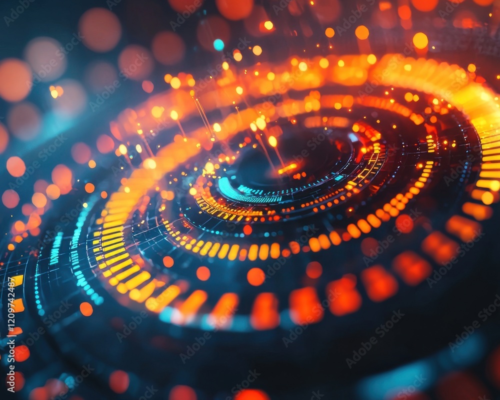 Aufkleber interactive radial charts glowing with real-time updates on a sleek interface