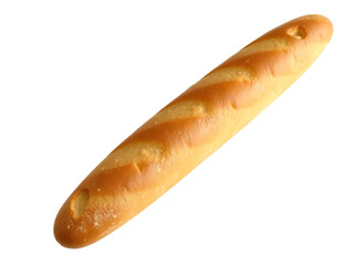 A long breadstick rests on a clean white background, showcasing its golden-brown crust and elongated shape.