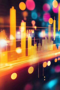Interactive scatter plots glowing with financial data streams
