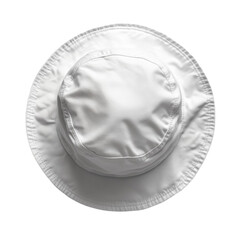 White bucket hat top view isolated on transparent background.