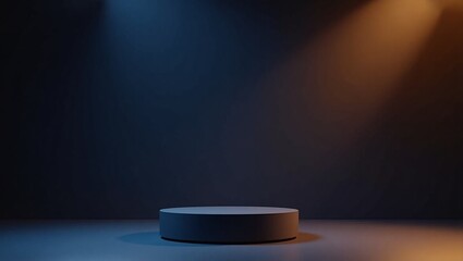 3d render mockup of product stand for advertising with dark ambient lighting