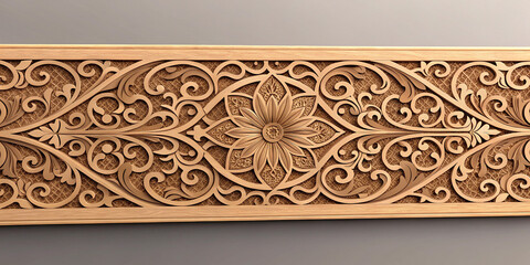 Wide Horizontal View of Wooden Natural Decoration Ornament
