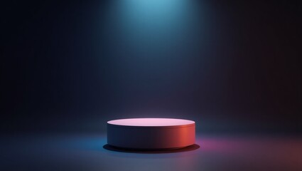 3d render mockup of product stand for advertising with dark ambient lighting