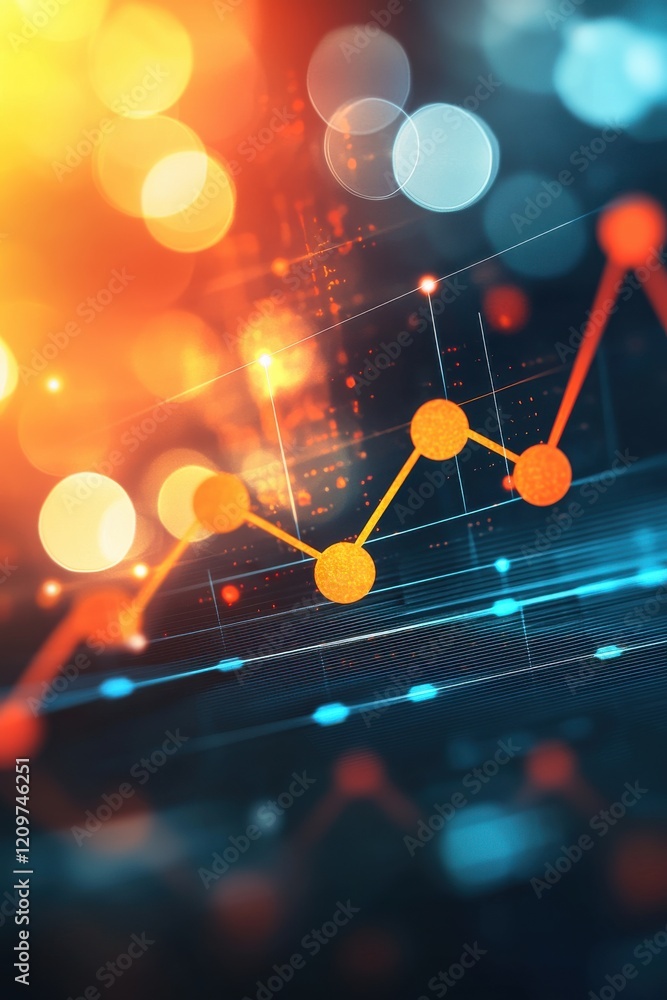 Poster interactive trend lines glowing with predictive business insights