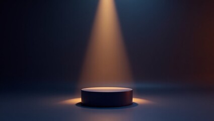 3d render mockup of product stand for advertising with dark ambient lighting