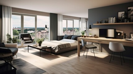 A photo of a Modern Student Residence with Sleek