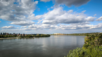 Naklejka premium Petrovaradin Fortress by the Danube river in spring