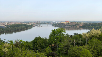 Petrovaradin Fortress by the Danube river in spring