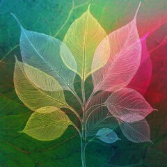 Background Abstract colorful Skeleton magnolia leaves, wallpaper transparent graphic resource