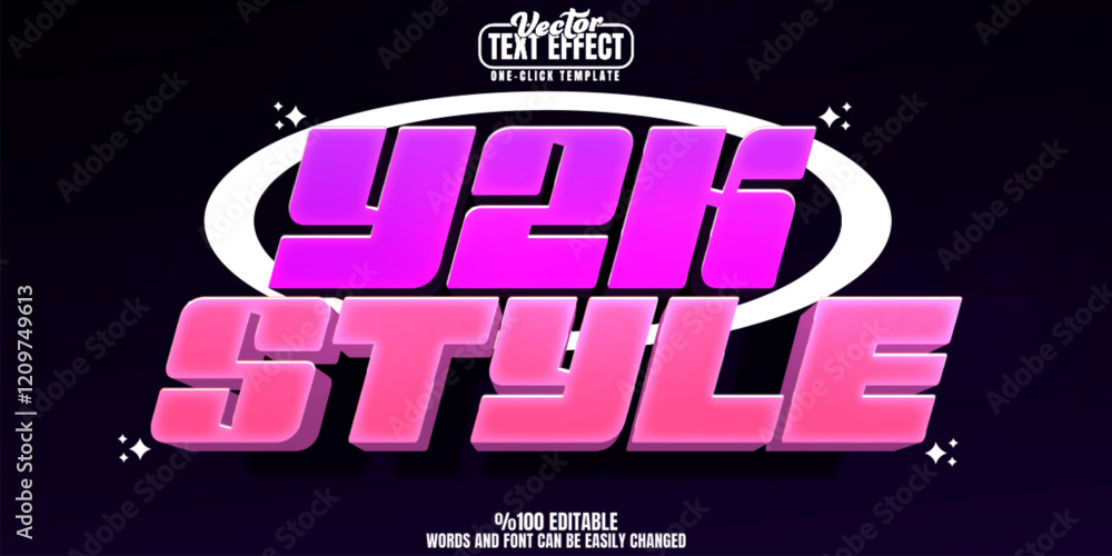 Poster y2k editable text effect, customizable 80s and retro 3d font style