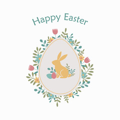 Easter bunny inside an egg. Floral composition