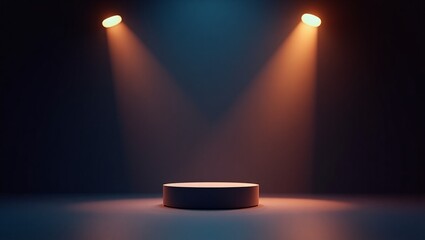 3d render mockup of product stand for advertising with dark ambient lighting